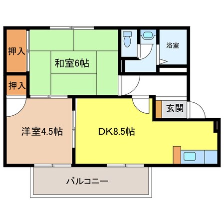 下有知神社前 徒歩2分 2階の物件間取画像